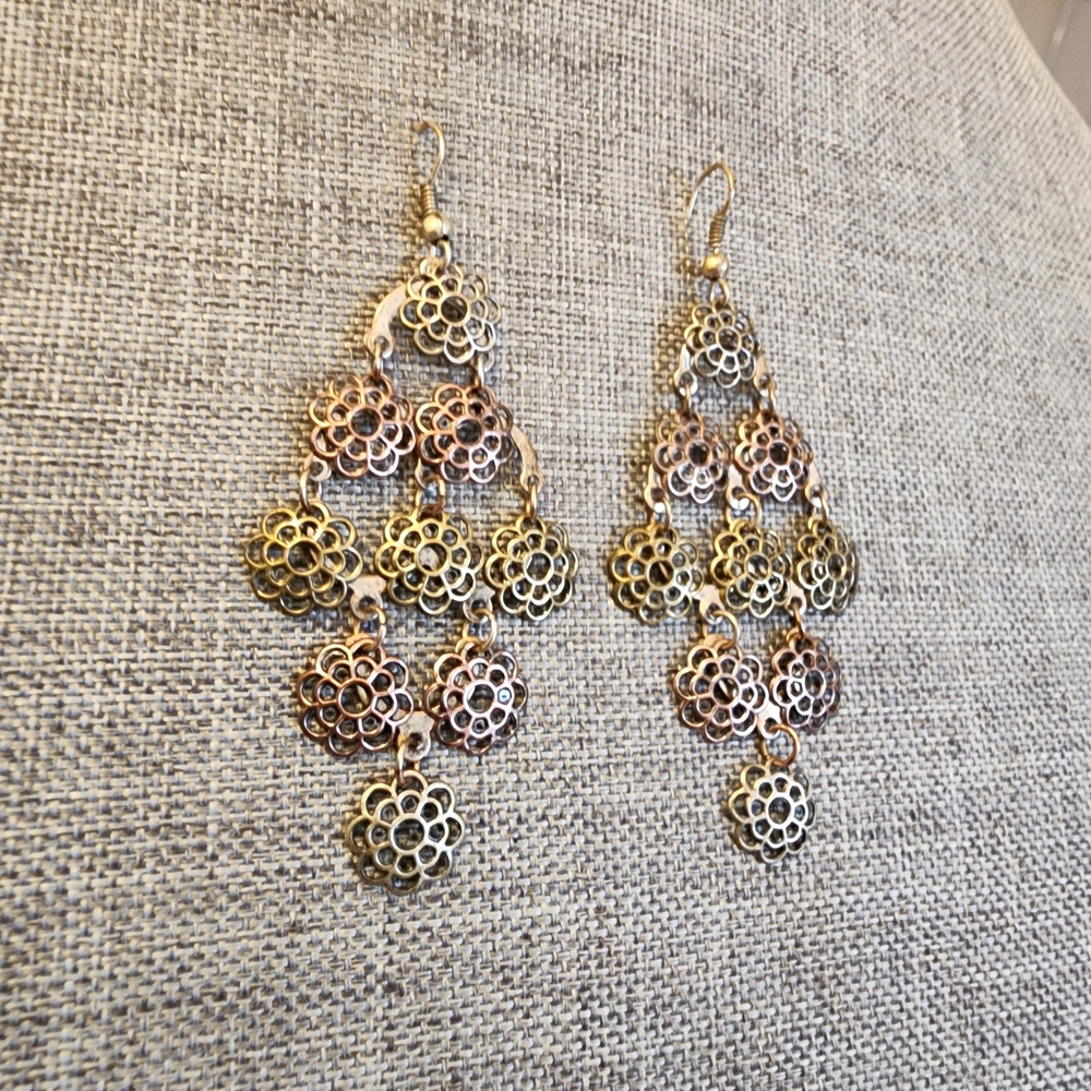 Chandelier Earrings Moroccan Style Multi-metallic Colours Elegant Playful Casual
